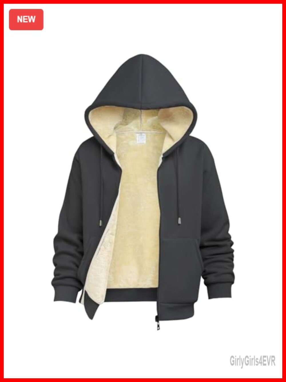 Sherpa Lined Full Zip Hoodie Warm Fleece Sweatshirt Winter
